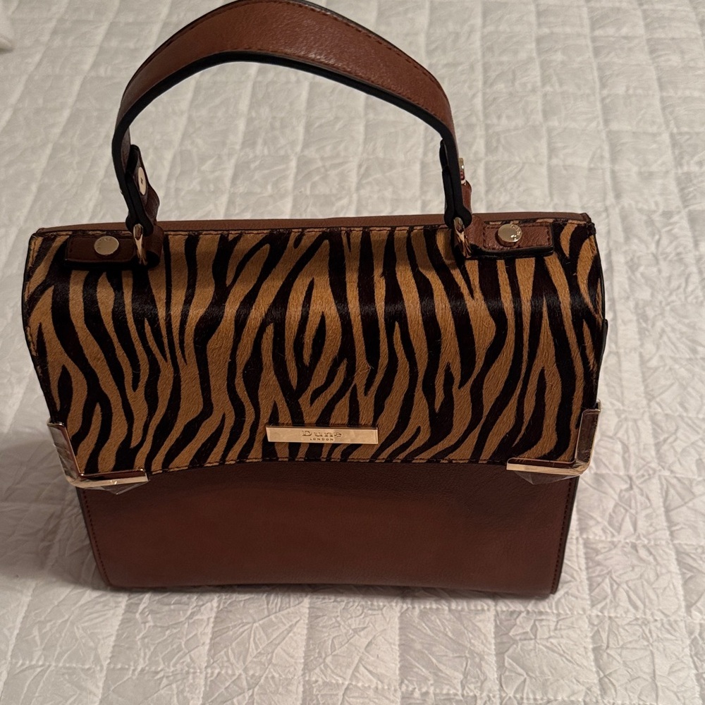 Dune London Brown and Black Zebra Print Satchel